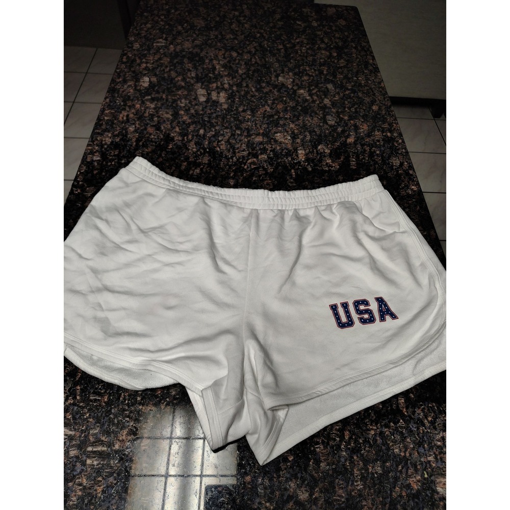 Universal Thread Women White USA Graphic French Terry Dolphin Shorts Size 1X